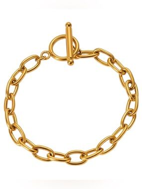 Gold Plated Toggle Chain Bracelet - Stainless Steel